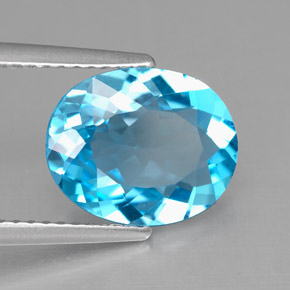 Topacio azul natural de 3,82 ct, corte óvalo, VS