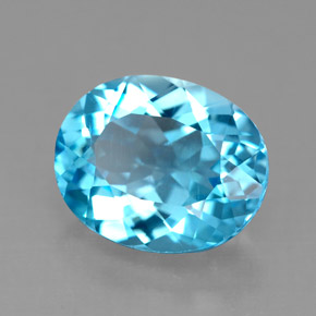 Topacio azul natural de 4,55 ct, corte óvalo, VS