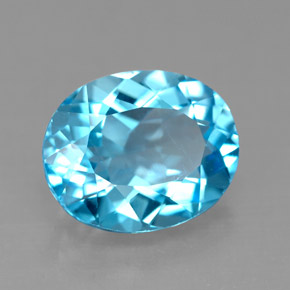 Topacio azul natural de 4,55 ct, corte óvalo, VS