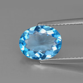 Topacio azul natural de 2,87 ct, corte óvalo, VS
