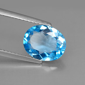 Topacio azul natural de 2,87 ct, corte óvalo, VS