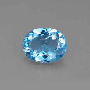 Topacio azul natural de 2,94 ct, corte óvalo, VS