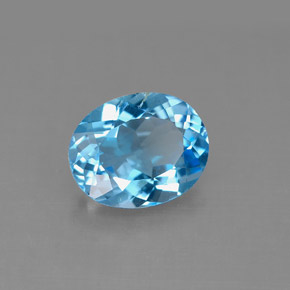 Topacio azul natural de 2,94 ct, corte óvalo, VS