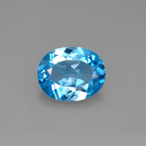 Topacio azul natural de 2,76 ct, corte óvalo, VS