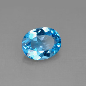 Topacio azul natural de 2,76 ct, corte óvalo, VS
