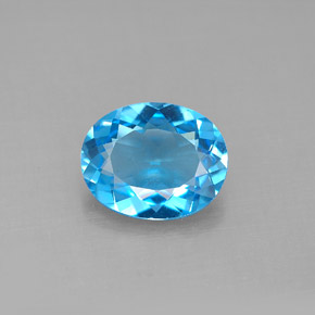 Topacio azul natural de 2,71 ct, corte óvalo, VVS-VS