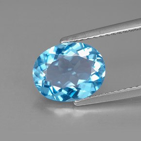 Topacio azul natural de 2,83 ct, corte óvalo, VS