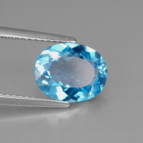 Topacio azul natural de 2,83 ct, corte óvalo, VS