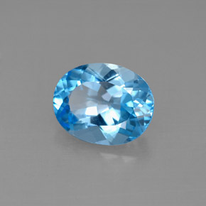 Topacio azul natural de 2,90 ct, corte óvalo, VS