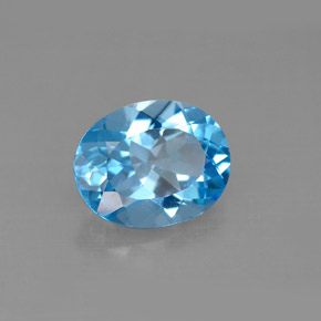 Topacio azul natural de 2,90 ct, corte óvalo, VS