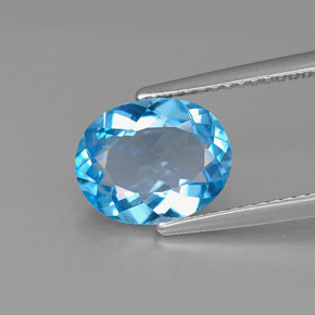 Topacio azul natural de 2,66 ct, corte óvalo, VS