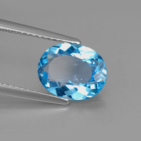 Topacio azul natural de 2,66 ct, corte óvalo, VS