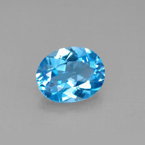 Topacio azul natural de 2,74 ct, corte óvalo, VS