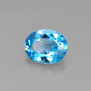 Topacio azul natural de 2,74 ct, corte óvalo, VS