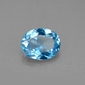 Topacio azul natural de 2,81 ct, corte óvalo, VS