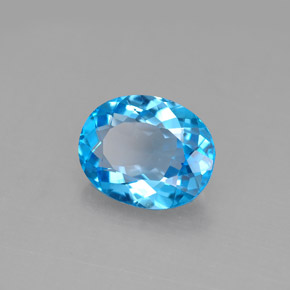 Topacio azul natural de 3,02 ct, corte óvalo, VVS-VS
