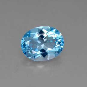Topacio azul natural de 3,04 ct, corte óvalo, VS
