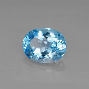Topacio azul natural de 3,04 ct, corte óvalo, VS