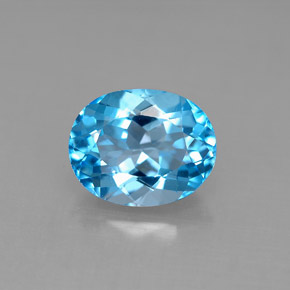 Topacio azul natural de 3,32 ct, corte óvalo, VS