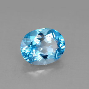 Topacio azul natural de 3,32 ct, corte óvalo, VS