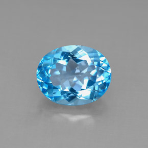 Topacio azul natural de 3,54 ct, corte óvalo, VS