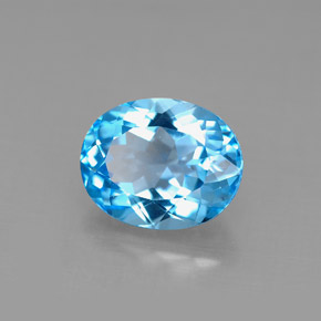 Topacio azul natural de 3,54 ct, corte óvalo, VS