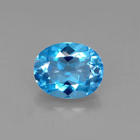 Topacio azul natural de 3,22 ct, corte óvalo, VS