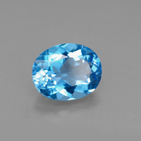 Topacio azul natural de 3,22 ct, corte óvalo, VS