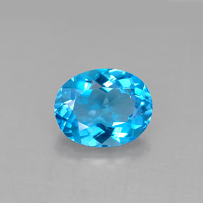 Topacio azul natural de 3,20 ct, corte óvalo, VS