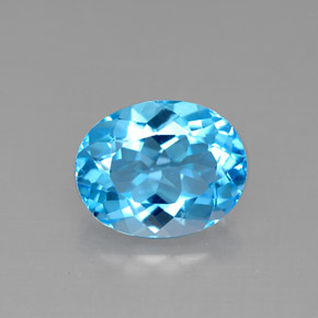 Topacio azul natural de 3,23 ct, corte óvalo, VVS-VS