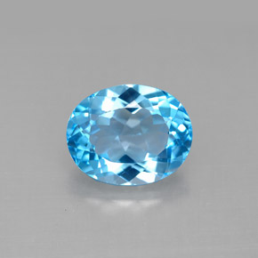 Topacio azul natural de 3,36 ct, corte óvalo, VVS-VS