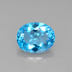 Topacio azul natural de 3,31 ct, corte óvalo, VVS-VS