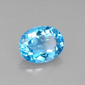 Topacio azul natural de 3,31 ct, corte óvalo, VVS-VS