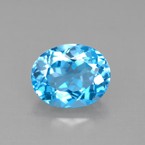 Topacio azul natural de 3,59 ct, corte óvalo, VVS-VS