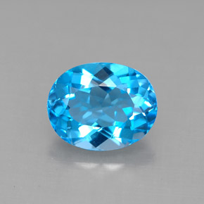 Topacio azul natural de 3,43 ct, corte óvalo, VVS-VS