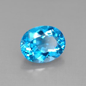 Topacio azul natural de 3,43 ct, corte óvalo, VVS-VS