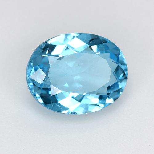 Topacio azul natural de 2,97 ct, corte óvalo, VS