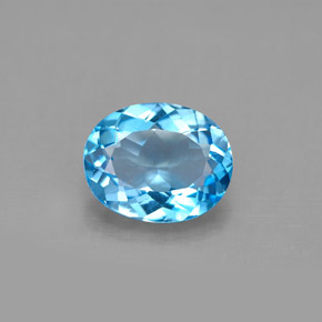 Topacio azul natural de 2,90 ct, corte óvalo, VS