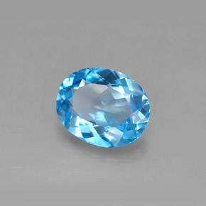 Topacio azul natural de 2,90 ct, corte óvalo, VS