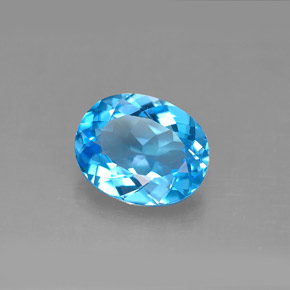 Topacio azul natural de 3,01 ct, corte óvalo, VS