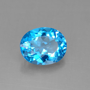 Topacio azul natural de 3,30 ct, corte óvalo, VS