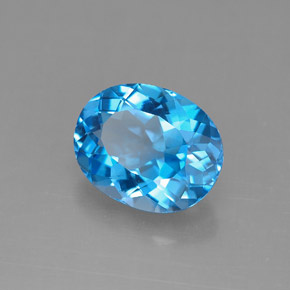 Topacio azul natural de 3,30 ct, corte óvalo, VS