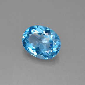 Topacio azul natural de 3,14 ct, corte óvalo, VS