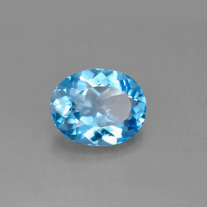Topacio azul natural de 3,14 ct, corte óvalo, VS