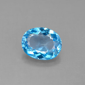 Topacio azul natural de 3,11 ct, corte óvalo, VS