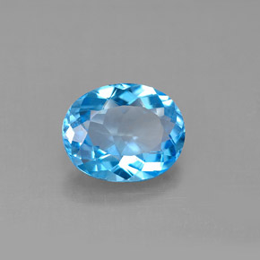 Topacio azul natural de 3,11 ct, corte óvalo, VS