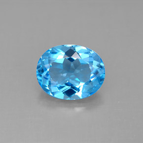 Topacio azul natural de 3,28 ct, corte óvalo, VS
