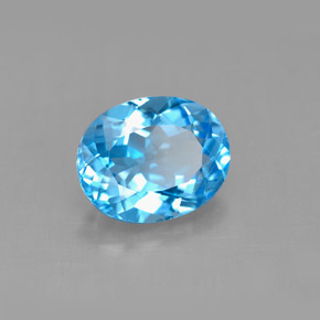 Topacio azul natural de 3,28 ct, corte óvalo, VS