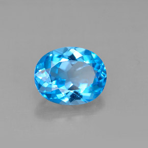 Topacio azul natural de 3,35 ct, corte óvalo, VVS-VS