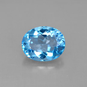 Topacio azul natural de 3,40 ct, corte óvalo, VS